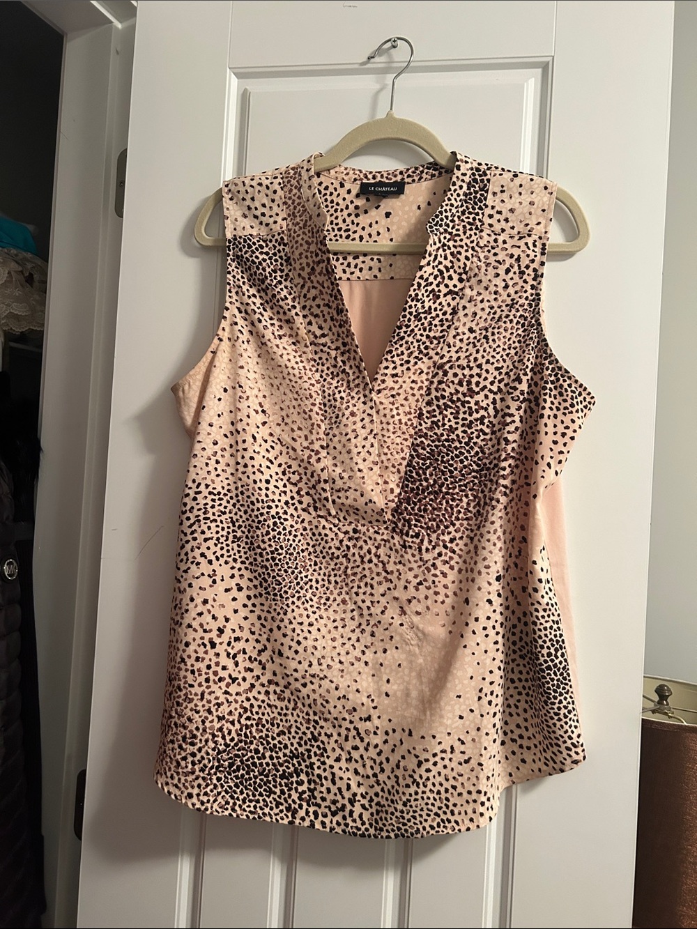 Le Chateau Animal-Print Sleeveless Office Blouse